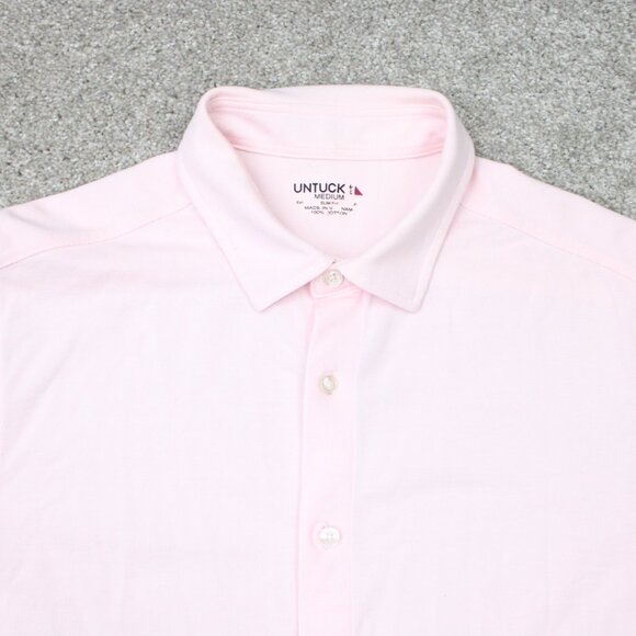 UNTUCKIT Shirt Mens Medium Pink 100% Cotton Long Sleeve Button Up - Picture 7 of 14